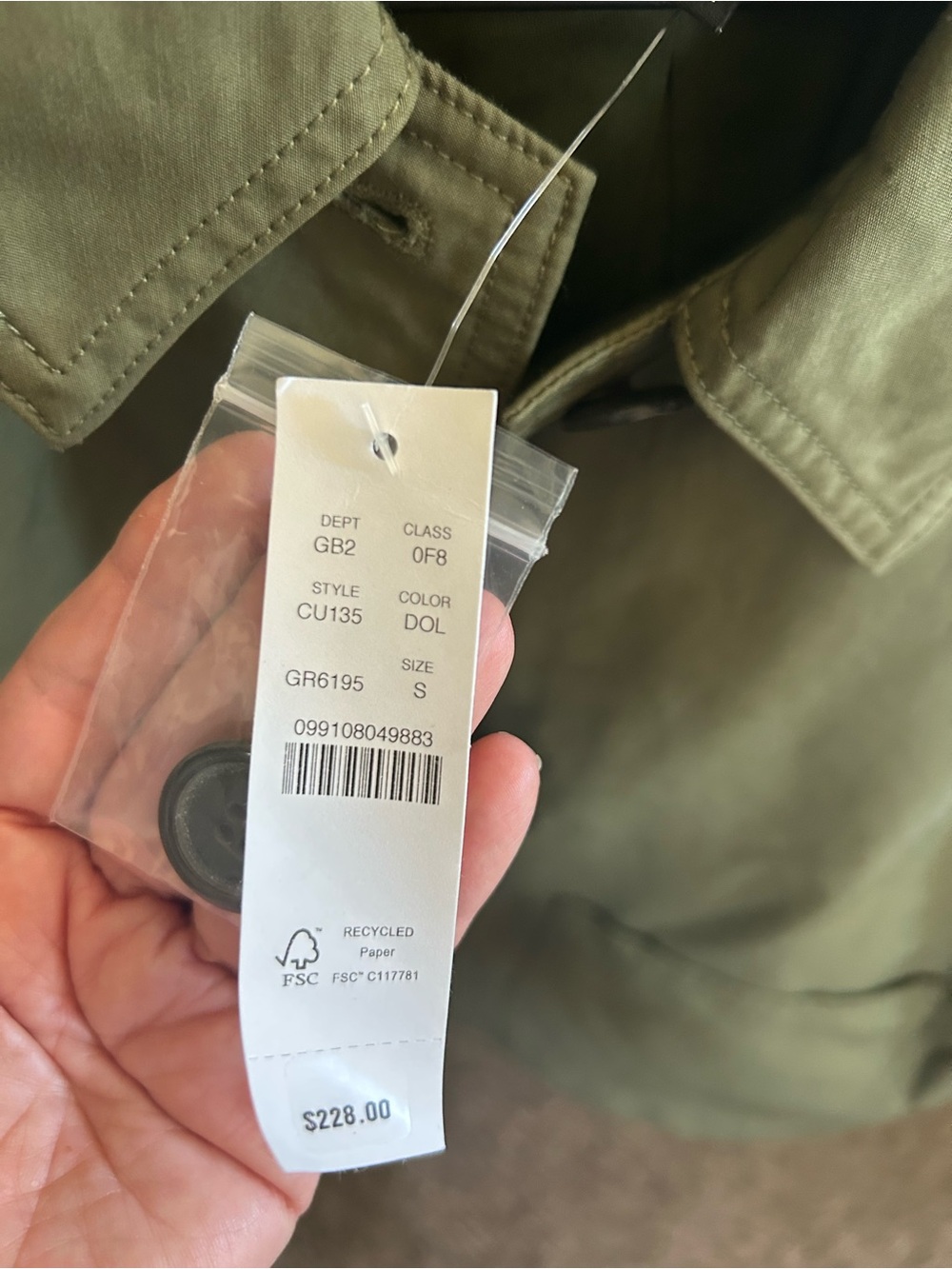 JCrew Olive Green Cropped barn Jacket Sz S - Picture 7 of 10